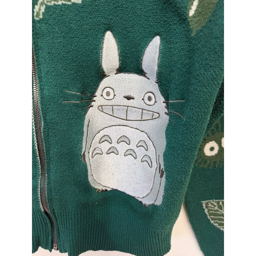 Studio Ghibli My Neighbor Totoro Catbus Zip Knit Sweater L BoxLunch Rare Green - Picture 5 of 8